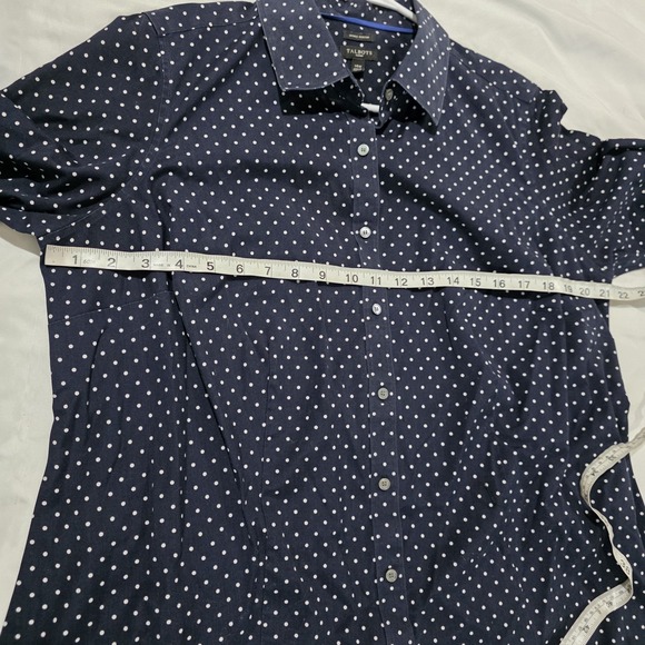 Talbots Womens Polka Dot Button Up Top 14W Wrinkle Resistant Business Casual - Picture 6 of 7